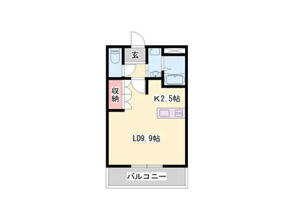 フォンテーヌ・アヴェニューI(1K/1階)の間取り写真