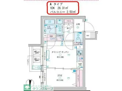GENOVIA京成立石V(1DK/2階)の間取り写真