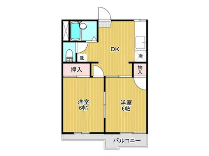 ミルクハウスA(2DK/2階)の間取り写真