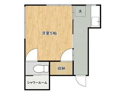 若葉荘(1K/2階)の間取り写真