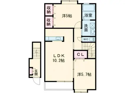 ファインシティA棟(2LDK/2階)の間取り写真