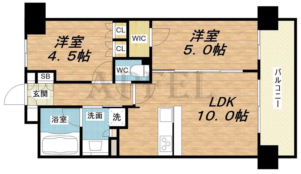SK RESIDENCES SHINSAIBASHI(2LDK/8階)の間取り写真