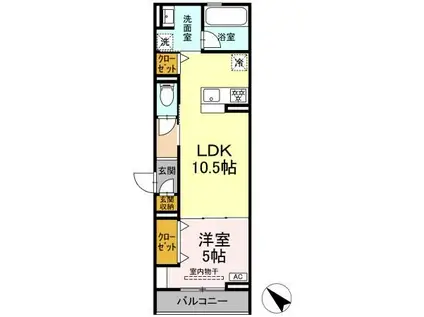 D CREST 中之郷2丁目(1LDK/3階)の間取り写真