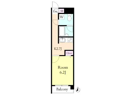 メゾン・ヴェルソー(1K/6階)の間取り写真