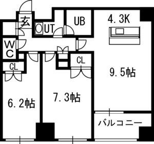 グランカーサ裏参道(2LDK/7階)の間取り写真