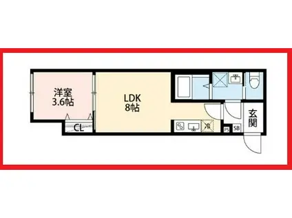ケイワンアパートメンツ(1LDK/1階)の間取り写真