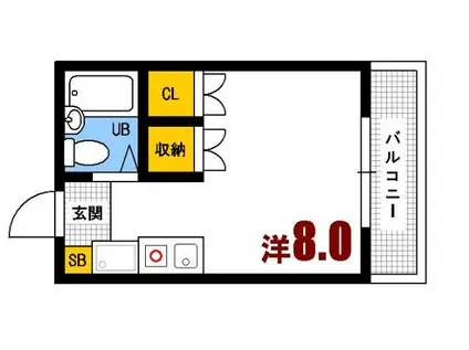 エミューIII(ワンルーム/3階)の間取り写真