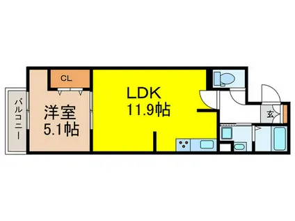 セレスティア西台B(1LDK/1階)の間取り写真