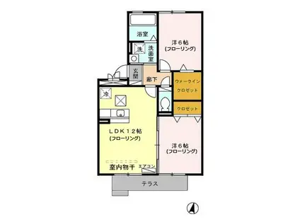 ジャーマンアイリスII(2LDK/1階)の間取り写真