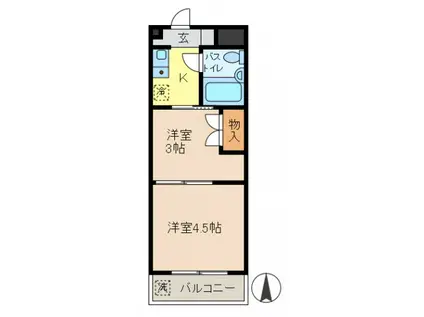 ヴィレッジ金町(2K/3階)の間取り写真