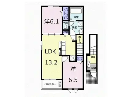 パレス ハンド I(2LDK/2階)の間取り写真