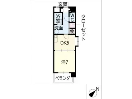 KSガーデン(1DK/1階)の間取り写真