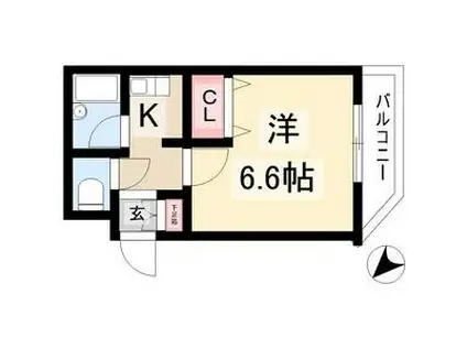 プロクシィスクエア安田通(1K/2階)の間取り写真