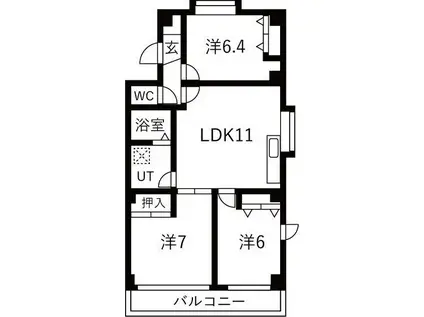 プリミエール藤江I(3LDK/2階)の間取り写真