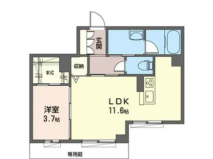 ＪＲ高崎線 籠原駅 徒歩3分 3階建 築4年(1LDK/1階)の間取り写真