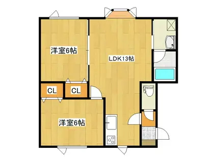 ハッピー02(2LDK/2階)の間取り写真