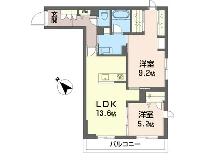フェリシード野沢(2LDK/3階)の間取り写真
