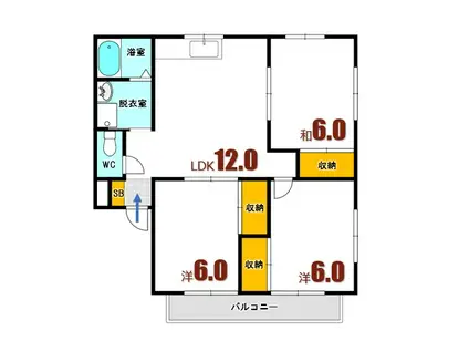 レスト矢野(3LDK/3階)の間取り写真