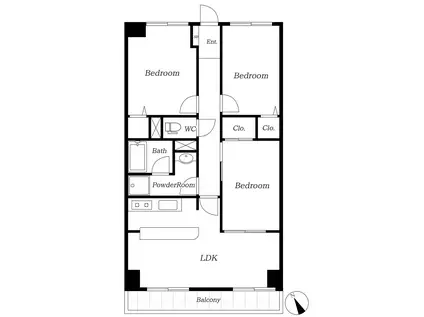 プレエステート長田(3LDK/2階)の間取り写真