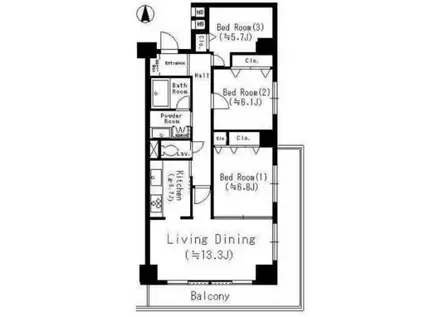 DAIWA GRACE MAISONII旧メゾン大島イースト(3LDK/1階)の間取り写真