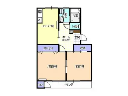 カミングセンチュリー(2LDK/2階)の間取り写真