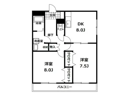 ゴールドメゾン B棟(2DK/3階)の間取り写真