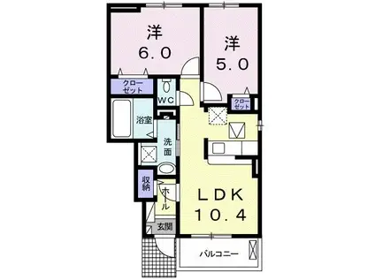 イル ボヌールI(2LDK/1階)の間取り写真