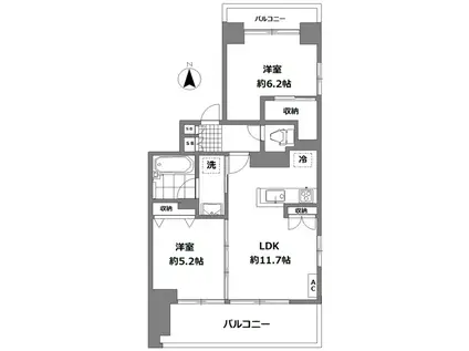 ガーデンスクエア欅(2LDK/3階)の間取り写真