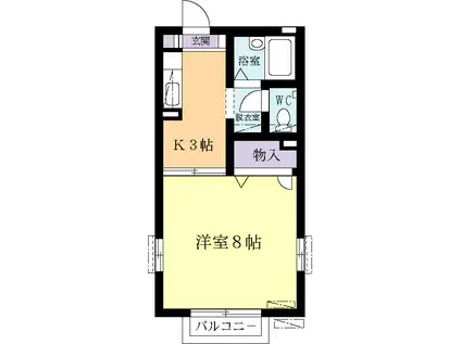メープルハウスA(1K/2階)の間取り写真
