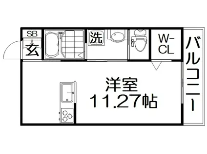 ENSOLEIL(ワンルーム/1階)の間取り写真