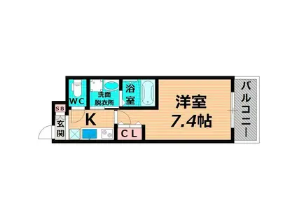 ジェンシア放出(1K/2階)の間取り写真