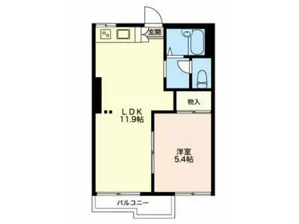 フローラ片浜(1LDK/2階)の間取り写真