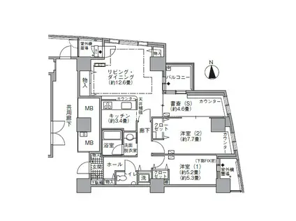 アクティ汐留(2SLDK/27階)の間取り写真