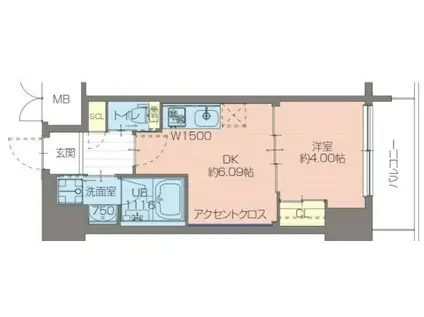 プレジオ日暮通(1DK/12階)の間取り写真