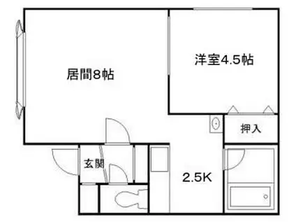 オークランドII(1LDK/2階)の間取り写真