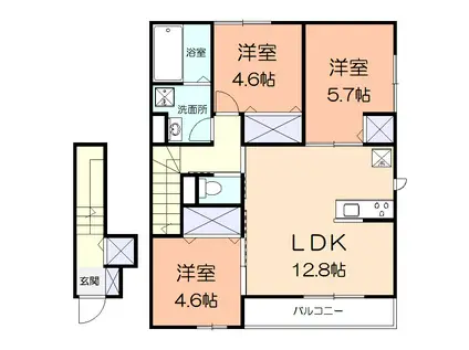 小田急江ノ島線 長後駅 徒歩13分 2階建 築4年(3LDK/2階)の間取り写真