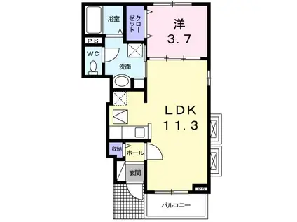 ウィナー ワン(1LDK/1階)の間取り写真
