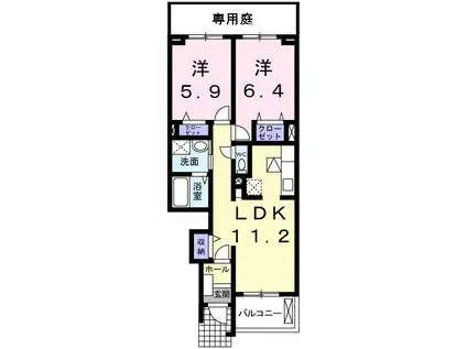 プリムローズ(2LDK/1階)の間取り写真