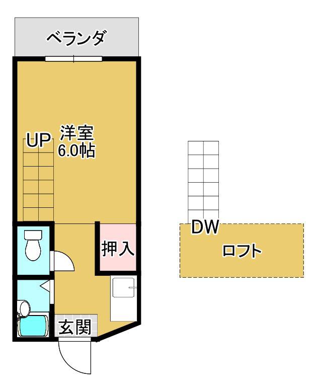 A-STEP恒久(1K/2階)の間取り写真