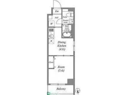 アーバハイツ六町環七北通(1DK/2階)の間取り写真