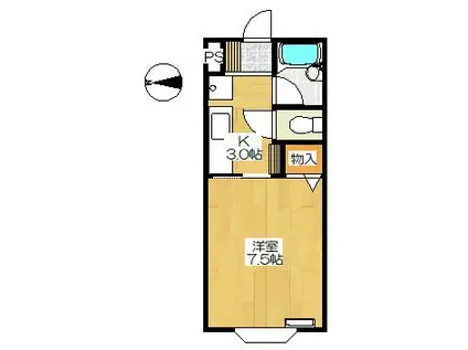 シティプラザ花巻 G(1K/1階)の間取り写真