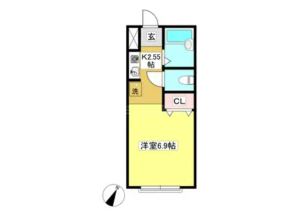 ヴィレッティーナ蒲郡(ワンルーム/4階)の間取り写真