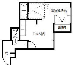 イヴィーサAB棟(1DK/2階)の間取り写真