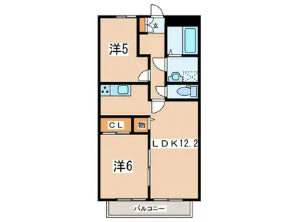 ビラージュA(2LDK/2階)の間取り写真