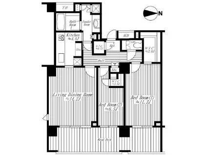 広尾ガーデンフォレスト C棟(2LDK/2階)の間取り写真
