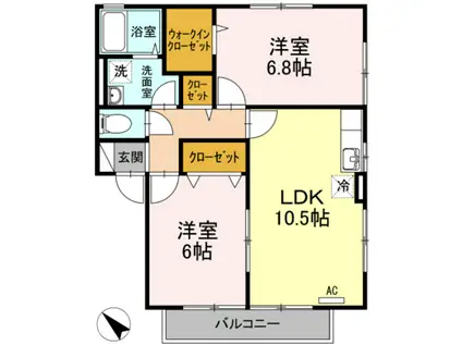 ハイツ谷中I(2LDK/2階)の間取り写真