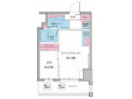 クレヴィアリグゼ雪が谷大塚(1DK/10階)の間取り写真