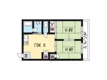 レジデンス山本Ⅰ(2DK/2階)の間取り写真