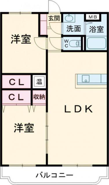 ユーミー須賀(2LDK/3階)の間取り写真