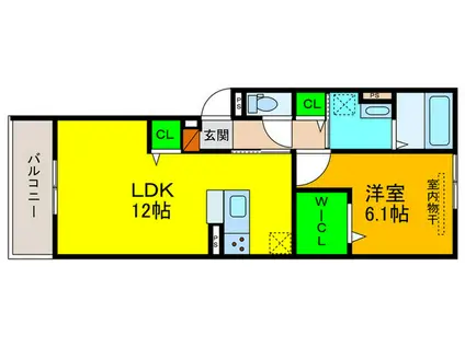 CHRYSANTHEME 大鳥(1LDK/3階)の間取り写真